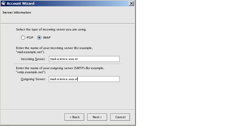 Mail server instellingen