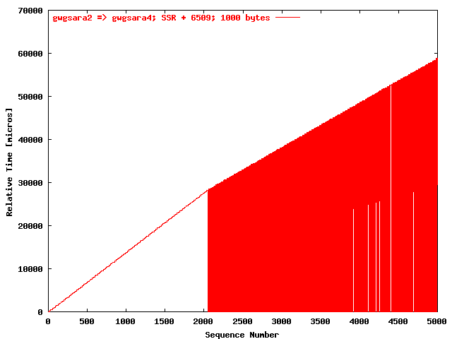 UDP gwgsara2 => gwgsara4 (SSR + 6509; 1000 bytes)